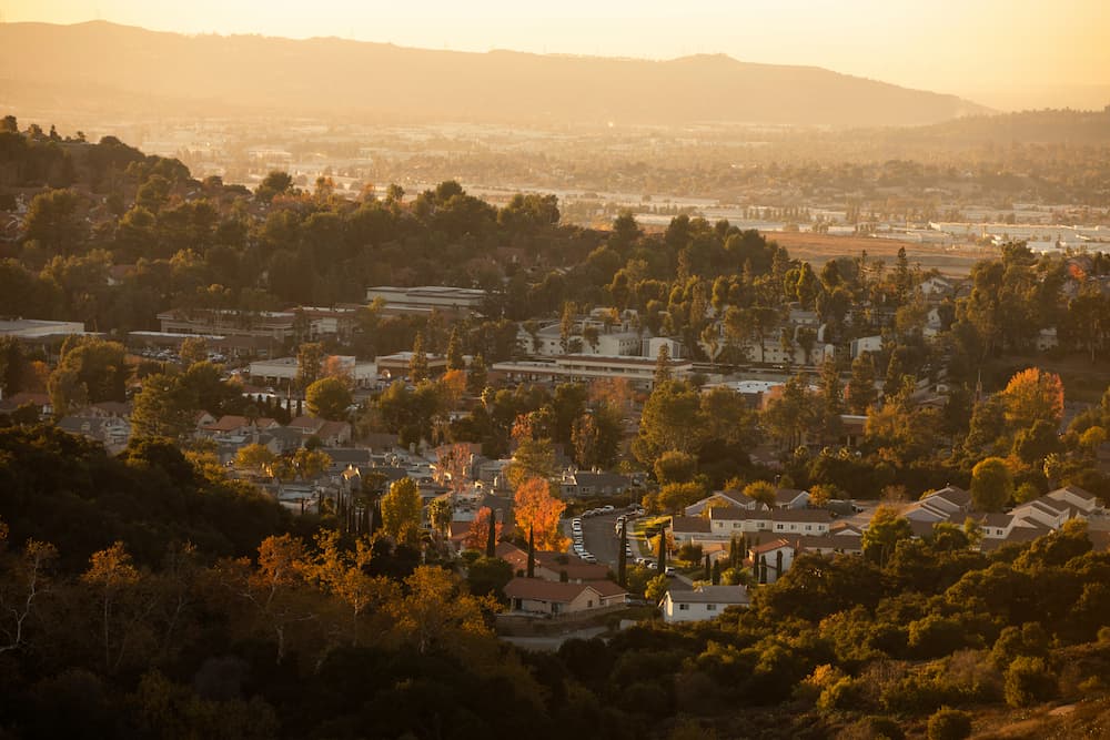 Sunset view of the city of Diamond Bar, California