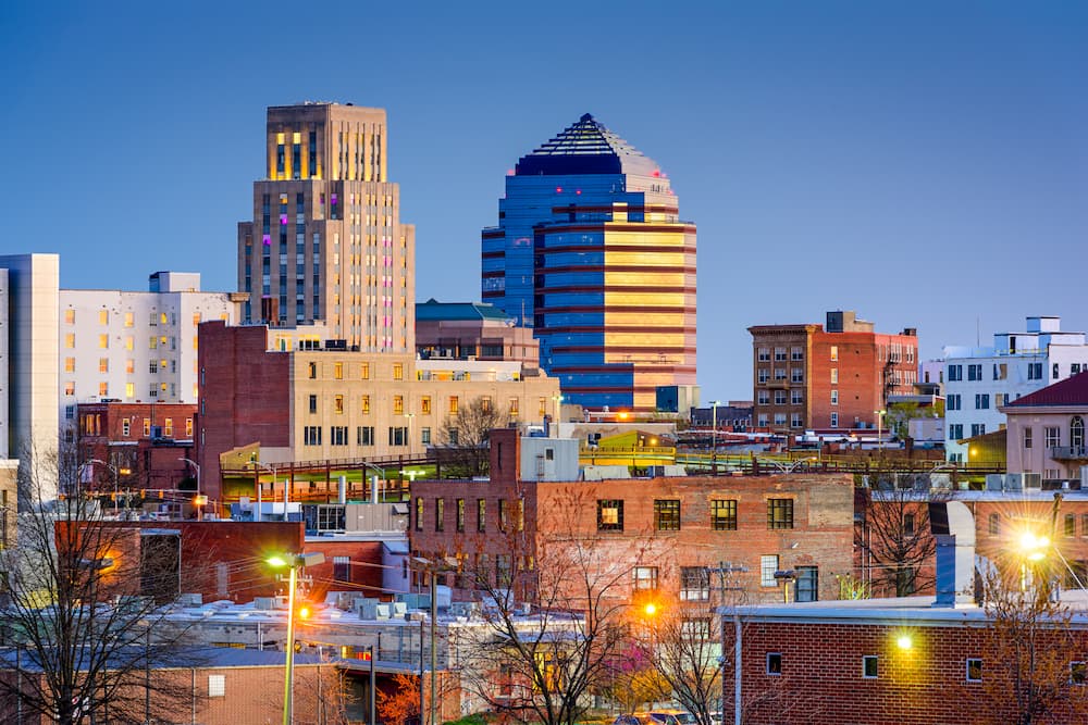 Durham, North Carolina, USA downtown skyline