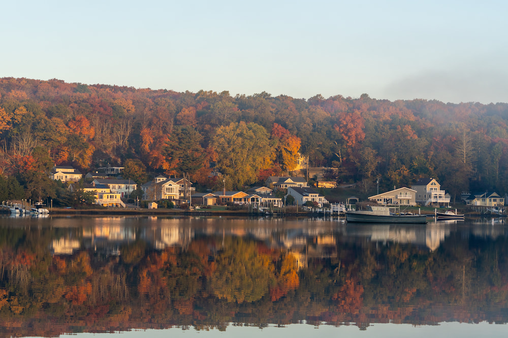 Autumn Color at Sunrise in Smith Cover in Niantic Connecticut